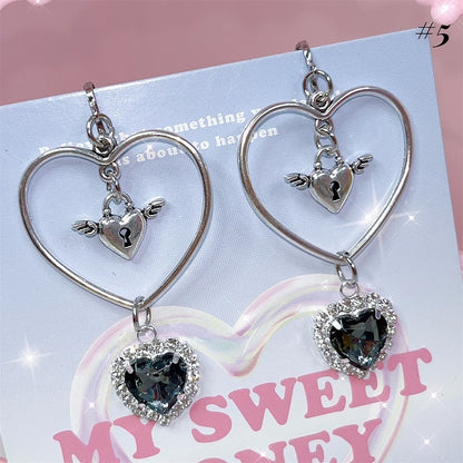 Pompons & Rhinestone Detail Jirai Kei Ear Clips