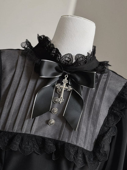 Lolita Black Long and Gray Dress Jirai Kei-inspired Sleeves