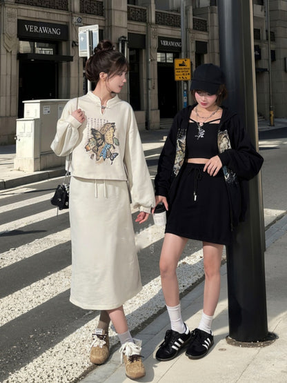 Apricot/Black A-line Skirt Short/Long Version