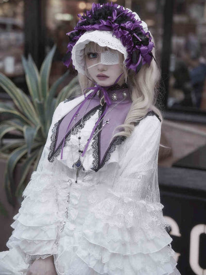 Purple Gothic Lolita Pointed Collar with Cross Chain Decoration