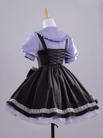 Love, Chunibyo & Other Delusions Takanashi Rikka Purple Shirt with Black Dress Lolita-Style Cosplay Costume Full Set