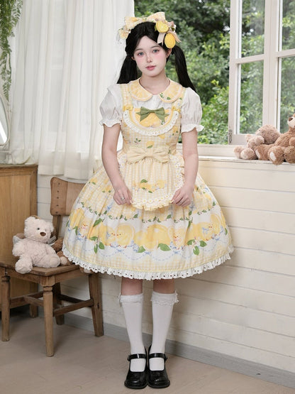 Muster Zitronengelb und Küken Gingham Print Schürze