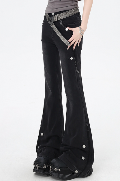 Flared Jeans Waist High Micro Slim Vintage