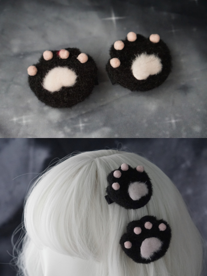 Cute Black Cat Paw Hairclip