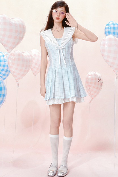 Nautical Dress Sleeveless Chic Check