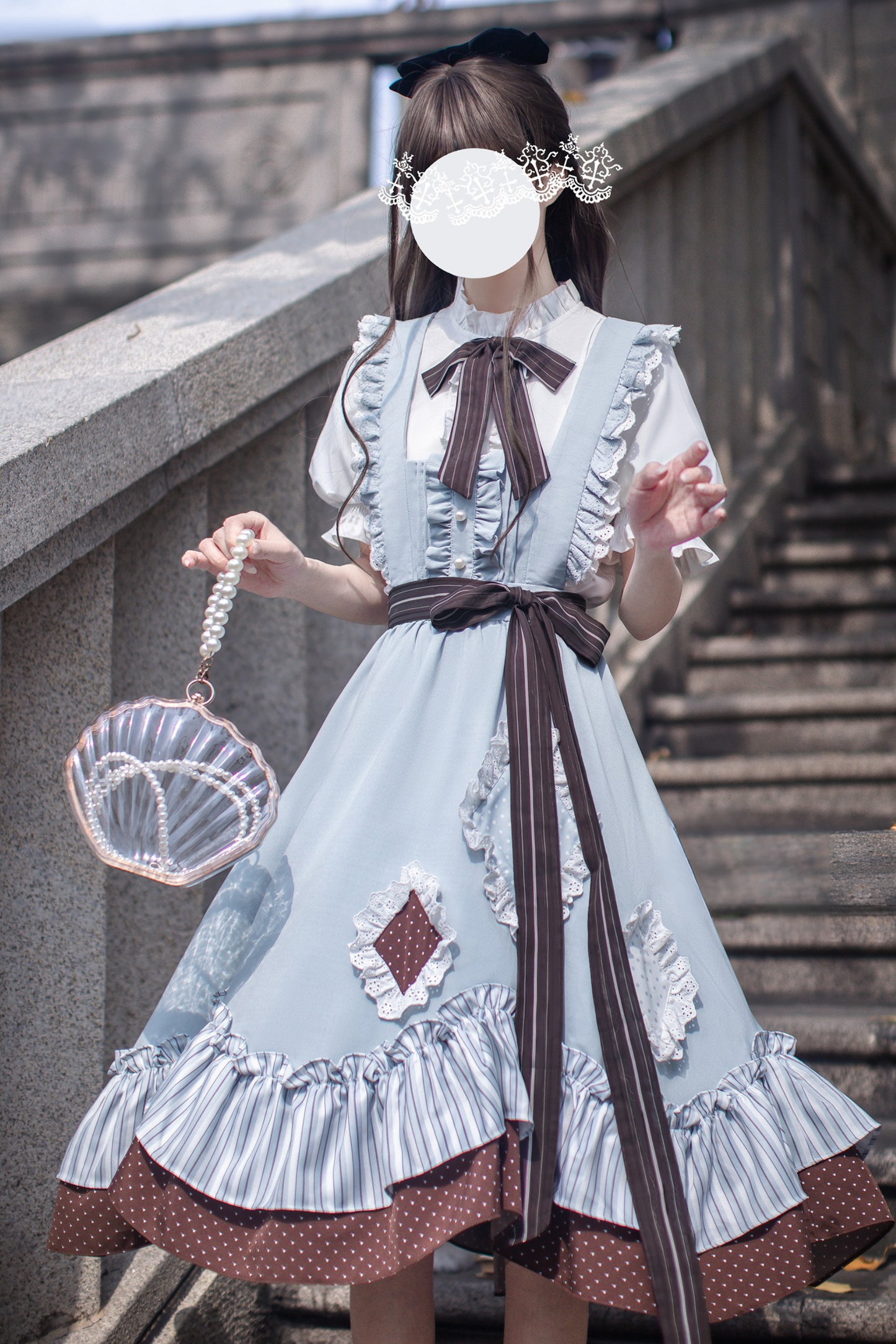 Schleifenhemd Retro-Haargummi Reservierungen + Brosche Alice-Stil Clip Rock Hosenträger