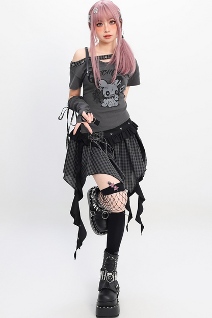 slim-fit T-shirt + skirt Irregular Fortidor