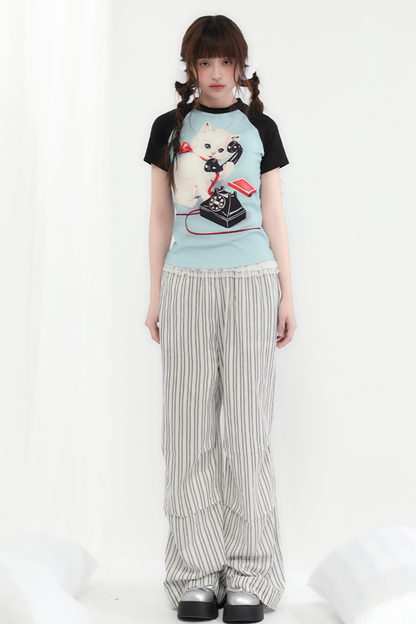 Pants Loose Wide Trend Striped