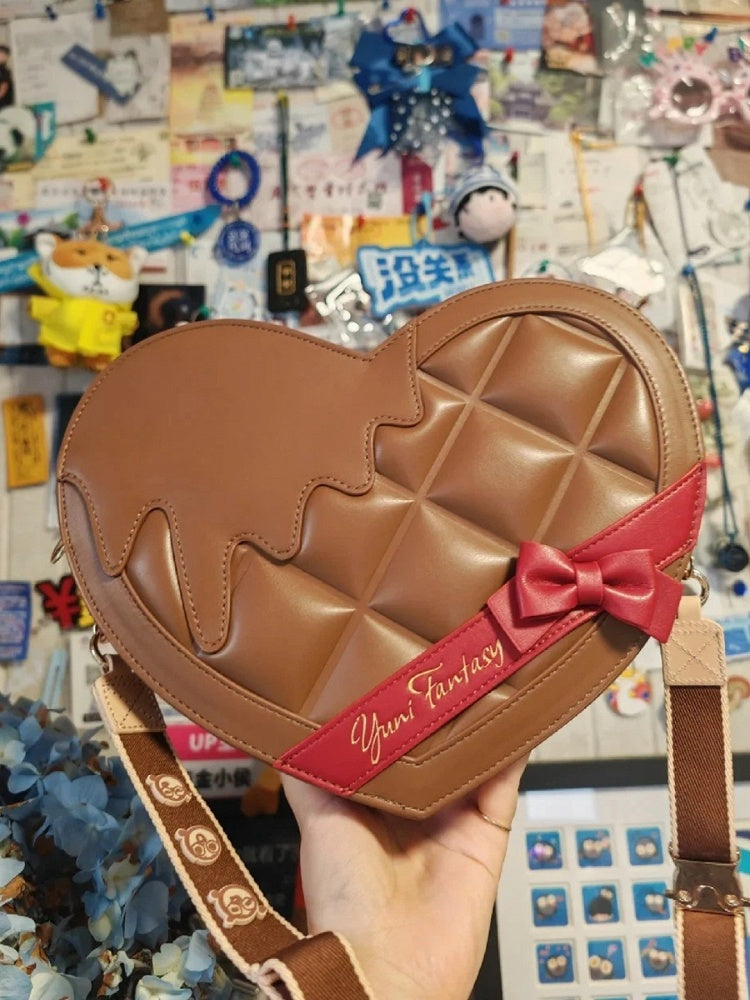 with - Brown Bag Strap Lolita Heart-shaped Ita Comes Adjustable
