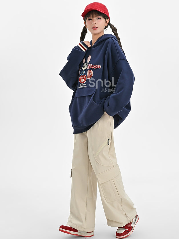 Zootopia Judy Applique Navy Blue Loose Hoodie