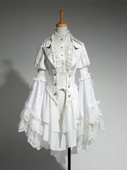 Ouji All Waistcoat Bell White Shirt Tail - Long + Gothic Set Fashion Lolita Sleeves