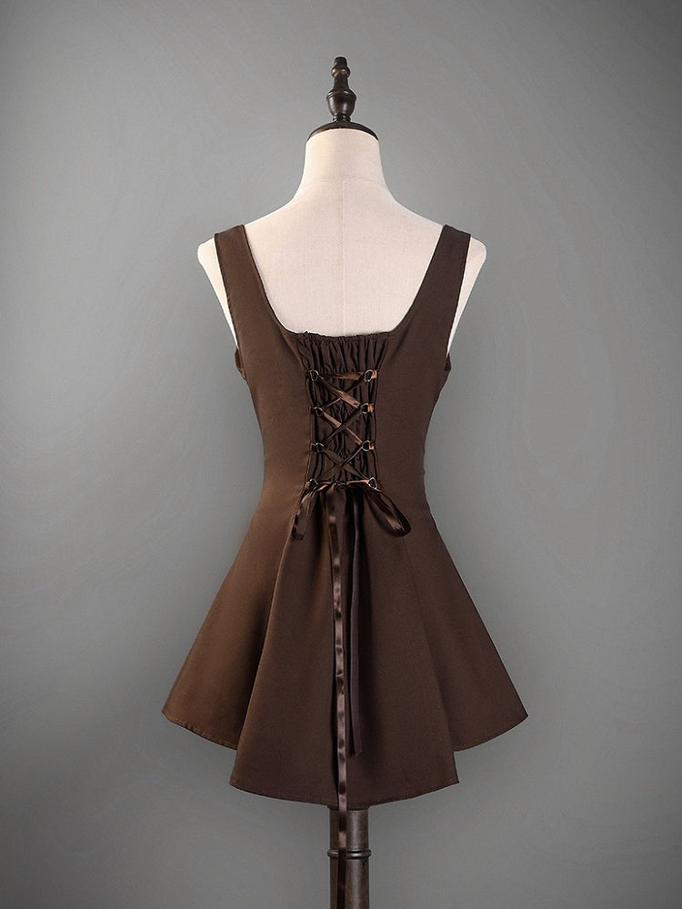 Gilet gothique marron Steampunk Lolita sous la poitrine