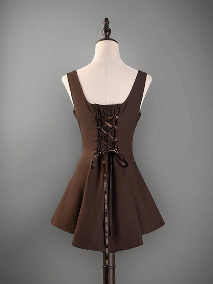 Gilet gothique marron Steampunk Lolita sous la poitrine
