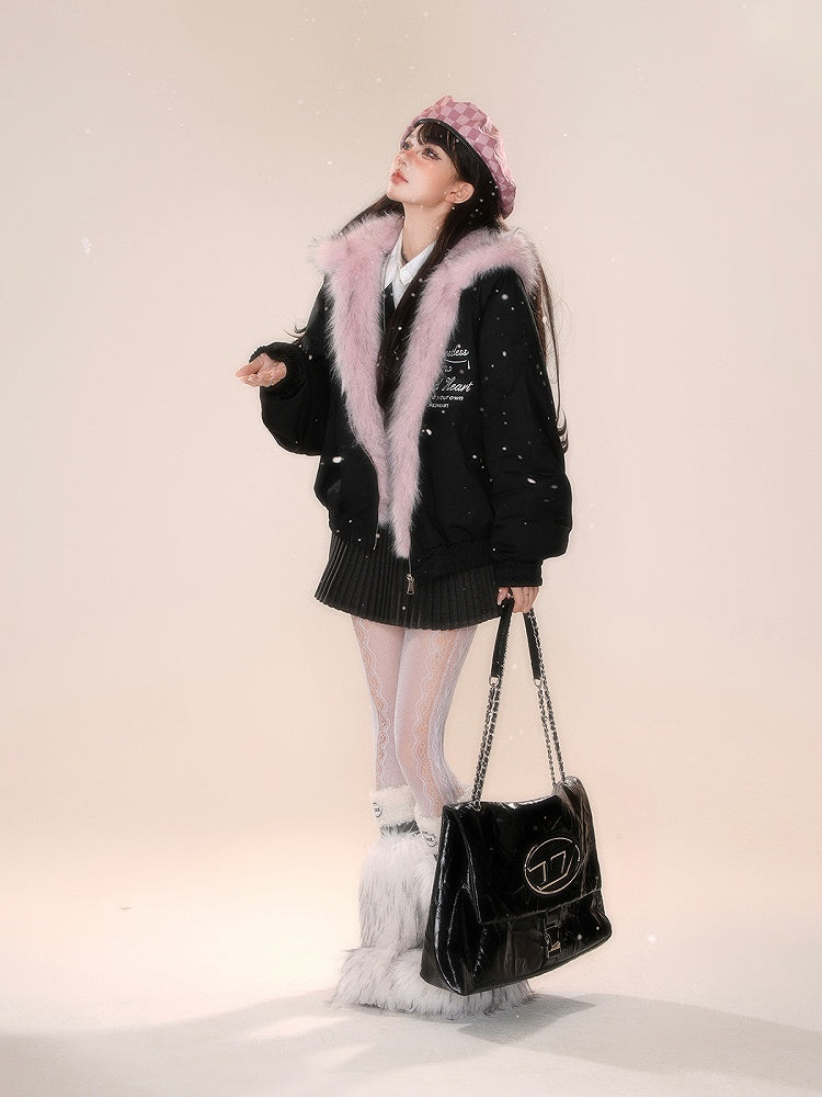 Bowknot Pompoms Decorated Pleated Black/Gray/White with Skirt Detachable