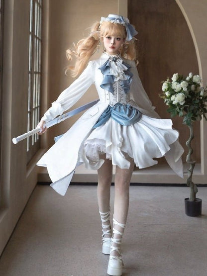 Bishop Pleating Shirt White Lolita Details Sleeves