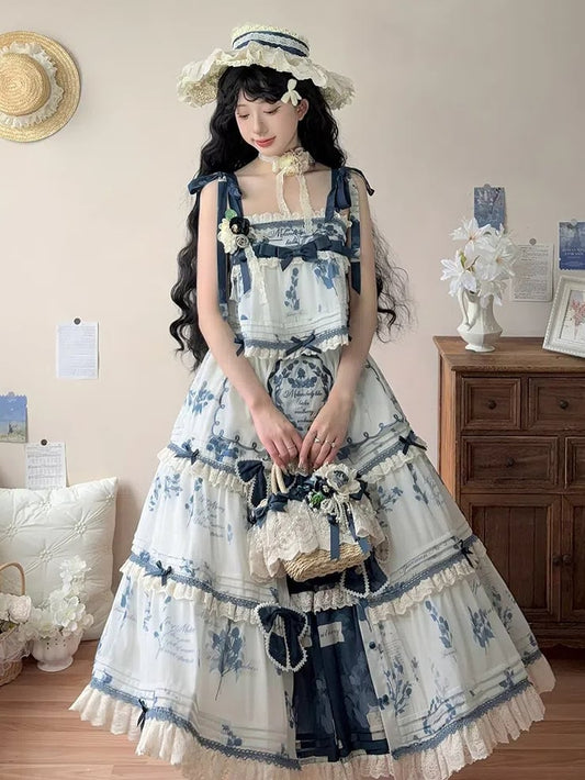 Skirt Summer Cami + Top Print Available Plus Lolita Set Blue Sizes Mulberry