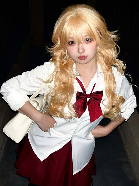 Blonde Length Wavy With 70CM Bangs Air Wig