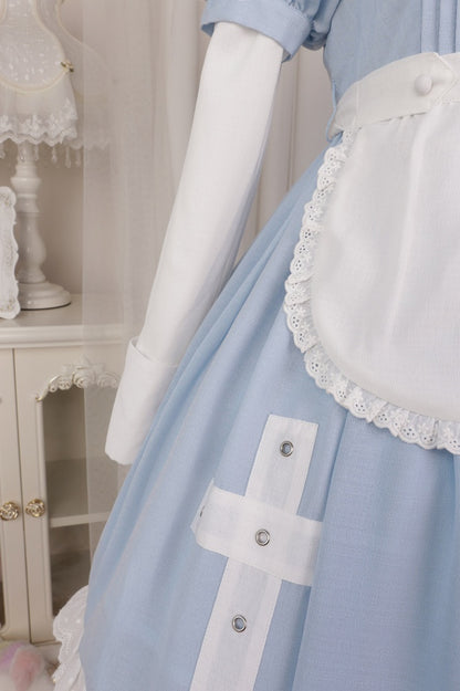 Blue and White Cross Applique Detachbale Sleeves