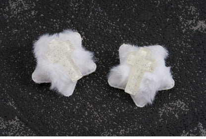 White Handmade Plush Cross Star-shaped Hairclips