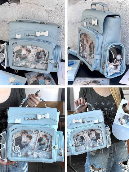 Transparent And Blue Bow Decoration 2-Way With Bag Ita Window