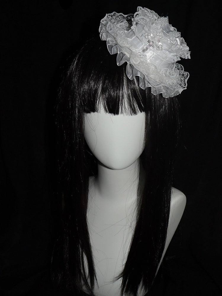 Cross White Lace Mini Hat Decorated Trim