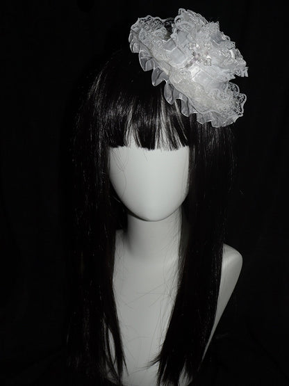Cross White Lace Mini Hat Decorated Trim