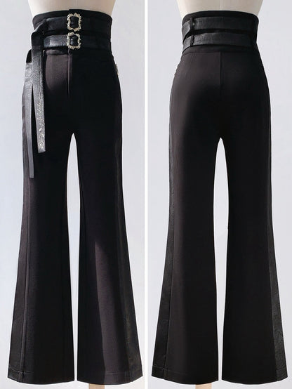 Pants Lolita Two Belts High with Ouji Waist Black Fashion