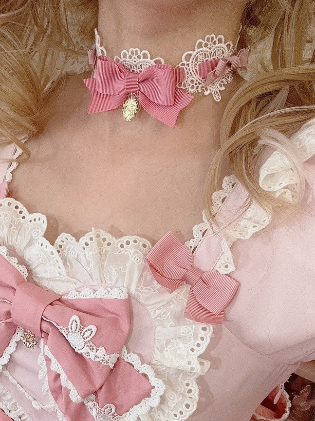 Details Pink Bowknot Choker