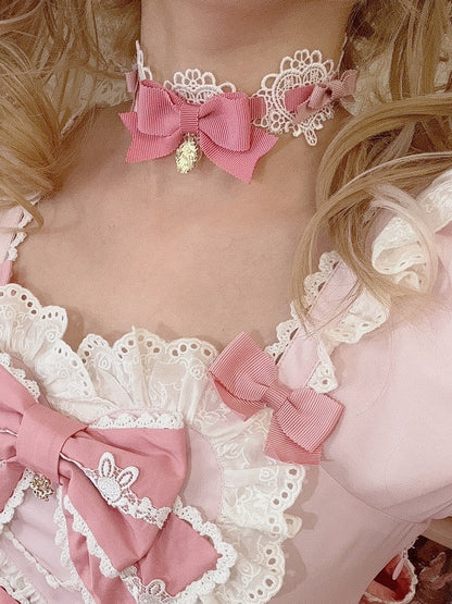 Details Pink Bowknot Choker