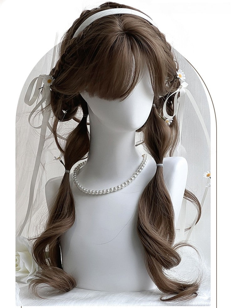 Brown Wavy Air Wig With Bangs Length 70CM
