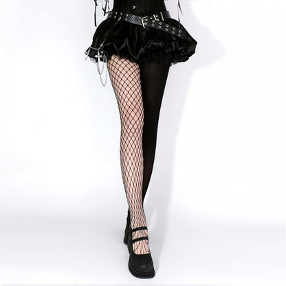 Design Fishnet Punk Tights Asymmetrical Black
