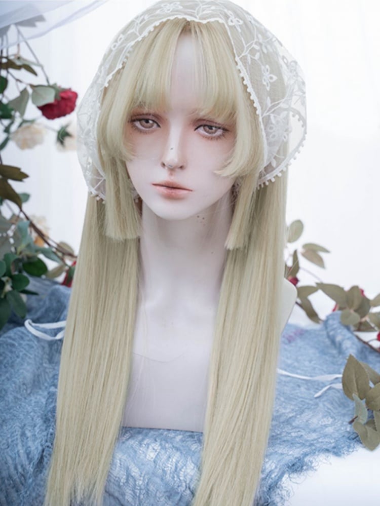 Blonde Hime Cut Long Straight Synthetic Wig