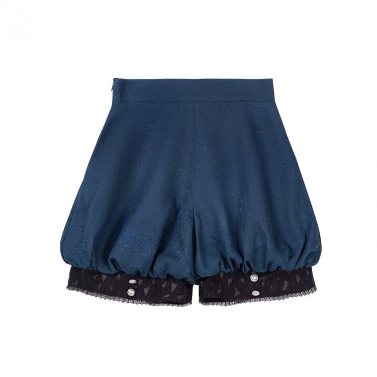 Dark Blue Prince Ouji Lolita Shorts Gothic Spider Web Fabric