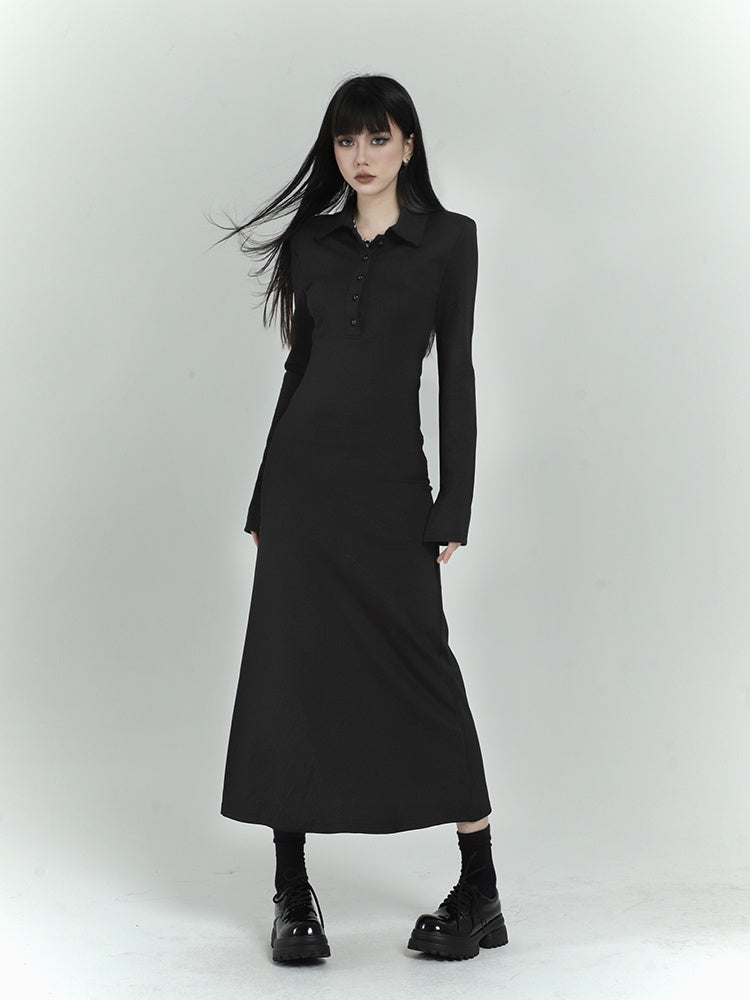 Robe chemise noire ajustée