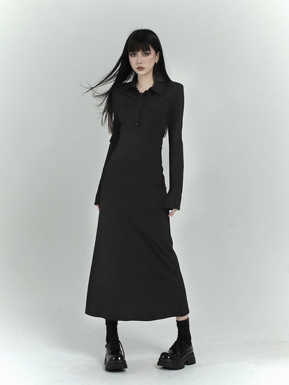 Robe chemise noire ajustée