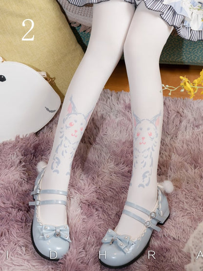 White Cute Animal Sweet Lolita Tights