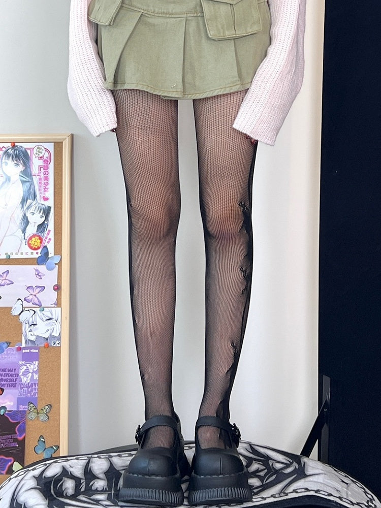 Hollow-out Red/Black Tights