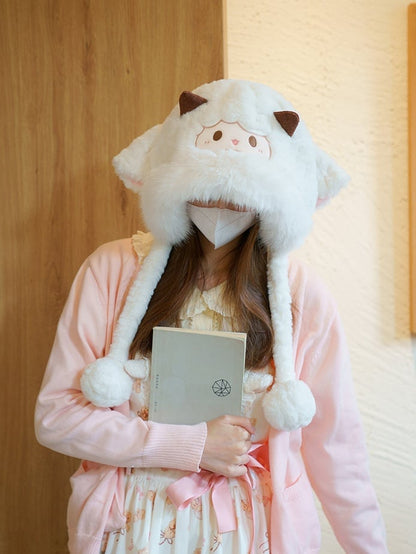 White Cute Lamb Plush Winter Hat