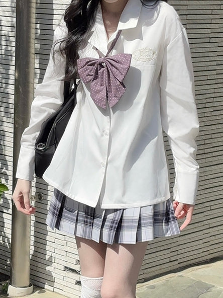 ユニフォームカラー グリーン/ピンク/ホワイト ノッチドシャツスタイル プレッピーJK