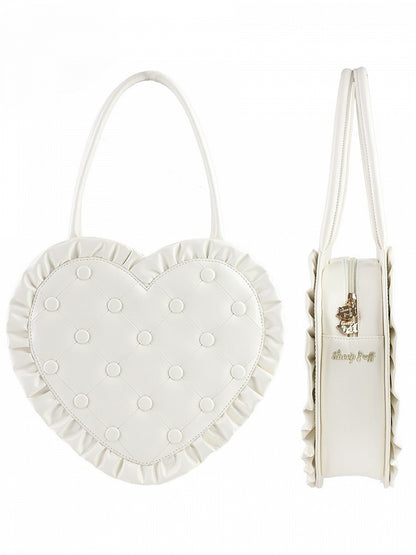 White Trim Quilted with Handbag Heart-Shaped Lolita Ruffle