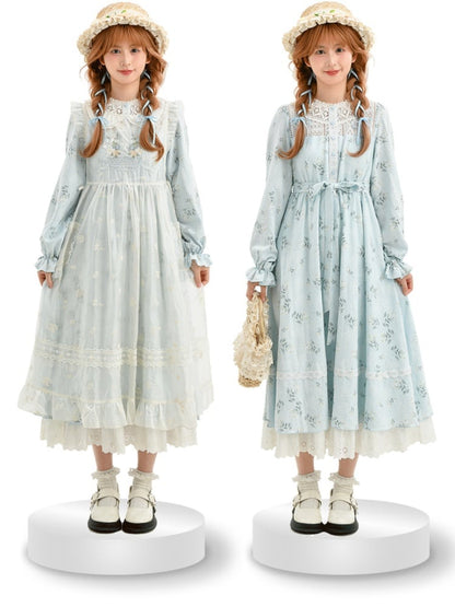 Apricot Peter Pan Collar Floral Embroidery Overdress