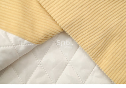 Milk Yellow Cute Lamb Hood Hooded Corduroy Duffle Coat