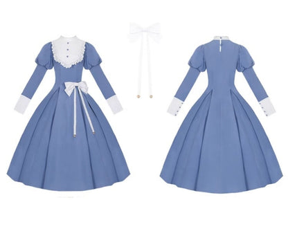 Blue Elegant Juliette Sleeves Dress Nun Lolita Long Sleeves One Piece
