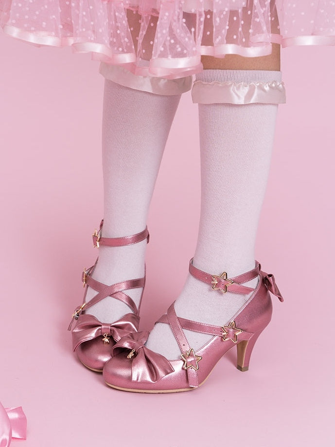 Lolita Sweet Accents - Bow Deep Schuhe Pink cm 6,5