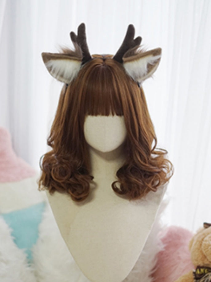 Black/Brown/Pink Above Bust Length  Wig With Full Bangs