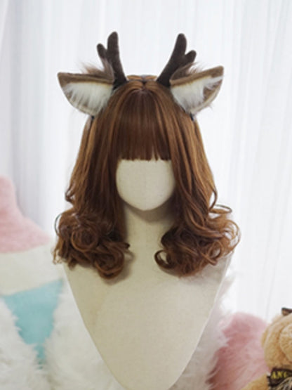 Black/Brown/Pink Above Bust Length  Wig With Full Bangs