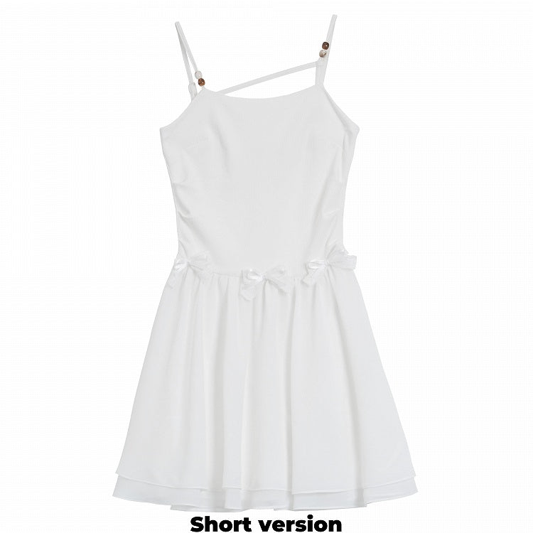 White Bowknot Details Slip Dress Short/Long Version