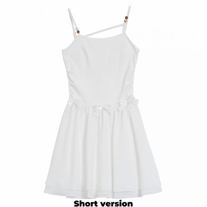 White Bowknot Details Slip Dress Short/Long Version