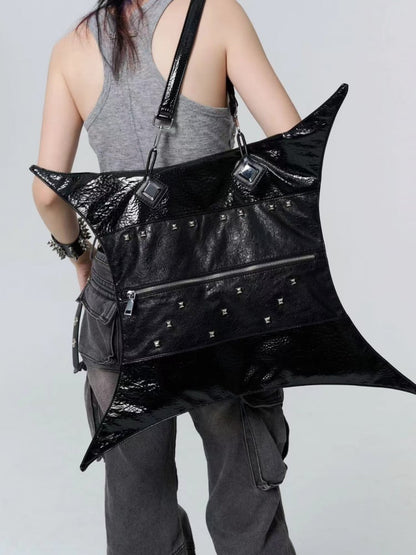 Gothic Punk Studs Black Four-pointed Star Bag