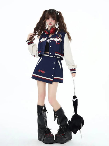 Skirt Mini High Blue Waist